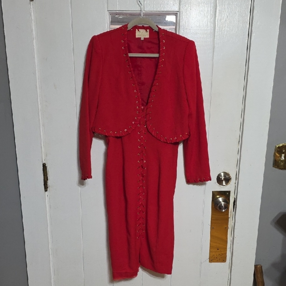 Alberto Makali Women's Blazer/Dress Red Lace Up Sexy Valentines Sz 14 GUC READ